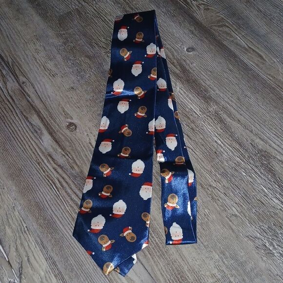 Christmas Necktie Christmas Party Fun Christmas Theme Print Tie Santa Reindeer - Picture 1 of 5